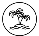 Palms on island black outline icon