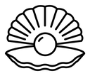 Pearl in the open shell black outline icon