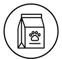 Pet food package black outline icon