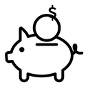 Piggy bank black outline icon