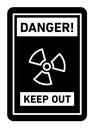 Danger high radiation area keep out sign black outline icon