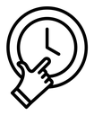 Specify at time black outline icon