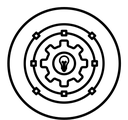Synthesis of ideas black outline icon