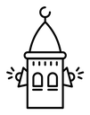 Takbir black outline icon