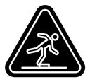 Tripping hazard warning sign black outline icon