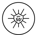 UV SPF 50 protect black outline icon
