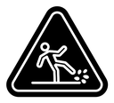 Wet floor sign black outline icon