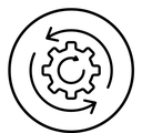Workflow process black outline icon