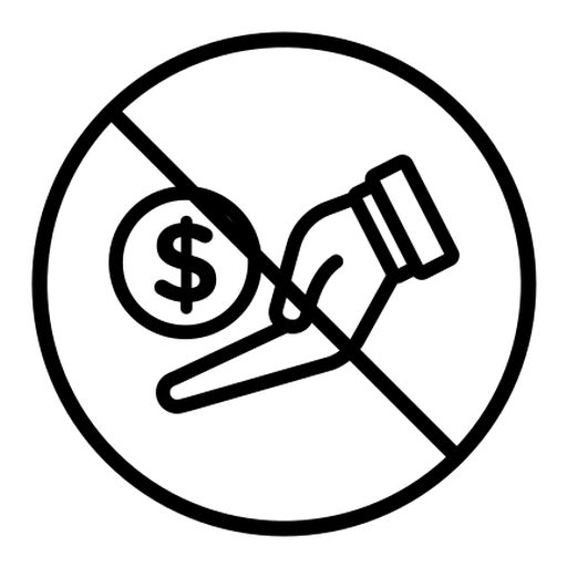 No money sign black outline icon
