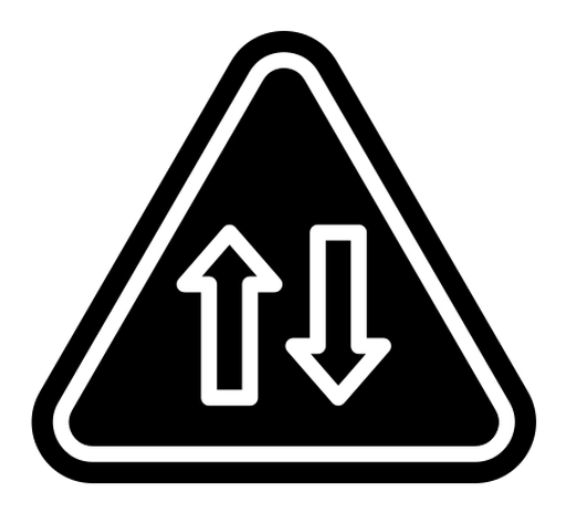 Two way traffic sign black outline icon