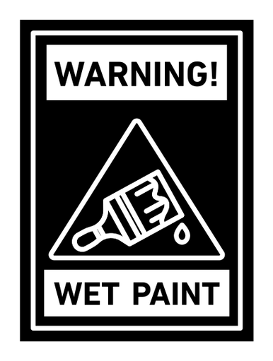 Wet paint sign black outline icon